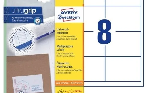 Etikety univerzální Avery 4782, 97x67,7mm, bílé, 25+5listů Hit Sezóny
