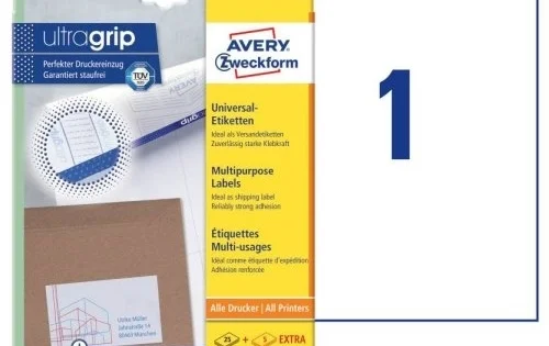 Cenový Hit Etikety univerzální Avery 6119, 210x297mm, bílé, 25+5listů