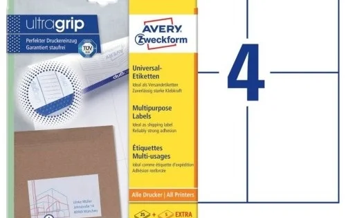 Etikety univerzální Avery 6120, 105x148mm, bílé, 25+5listů Speciální Cena