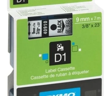 Páska Dymo Pocket 9mm, černá/průhledná Oblíbený