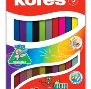 Pastelky trojhranné Kores Kolores Duo JUMBO, 12ks Expresní Doručení