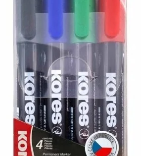 Oblíbený Značkovač Kores K-Marker permanentní, kulatý, sada 4ks