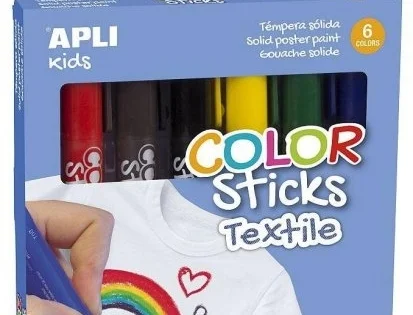 Barva natextil Apli Color Sticks Textile, 6barev Nová Kolekce