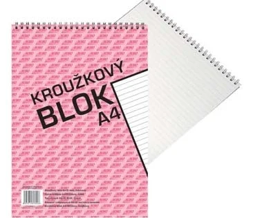 Akční Cena Blok BOBO A4, linkovaný, kroužkový, horní spirála, 50listů