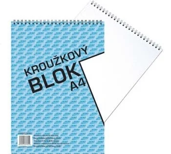 Originální Blok BOBO A4, čistý, kroužkový, horní spirála, 50listů