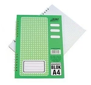 Zlevněný Blok BOBO A4, čtverečkovaný, boční spirála, 50listů