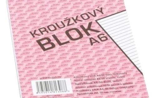 Blok BOBO A6, linkovaný, horní spirála, 50listů Koupit Online