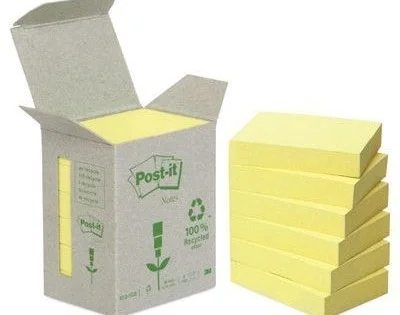 Bloček Post-it 653recyklovaný, žlutý (balení 6ks) Novinka