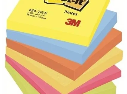 Akční Nabídka Bloček Post-it 654-TFEN, 76x76mm, 6x100lístků, mix barev