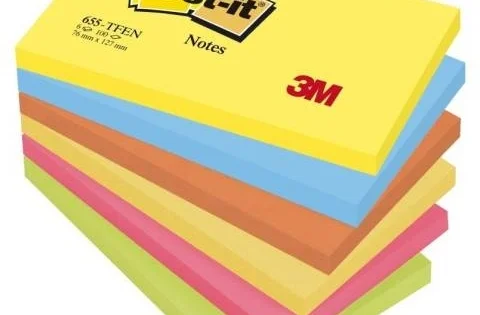 Bloček Post-it 655-TFEN, 76x127mm, 6x100lístků, mix barev Nakupujte Hned