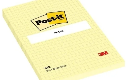 Bloček Post-it 662, 102x152mm, čtverečkovaný, žlutý, 100l. Kup Teď