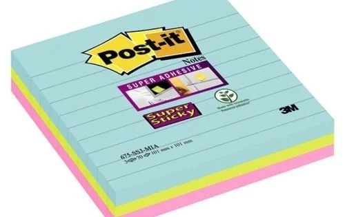 Bloček Post-it 675-SS3-MIA, linkovaný, 101x101mm, 3x70lís. Objednat Nyní