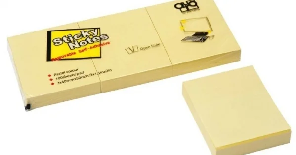 Bloček samolepicí 40x50mm, žlutý, 100lístků Výprodej