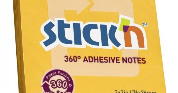 Bloček samolepicí 76x76mm, 360°, 100listů, oranžový Výprodej