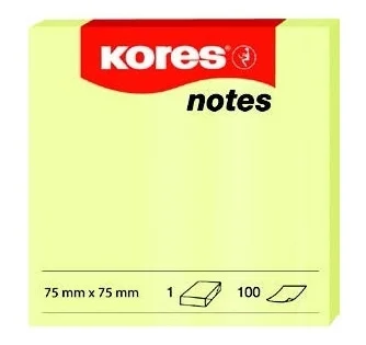 Bloček samolepicí Kores 75x 75mm, žlutý, 100lístků Super Cena