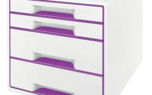 Box zásuvkový Leitz WOW, 4zásuvky, purpurový Nízká Cena