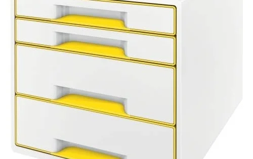 Box zásuvkový Leitz WOW, 4zásuvky, žlutý Originální