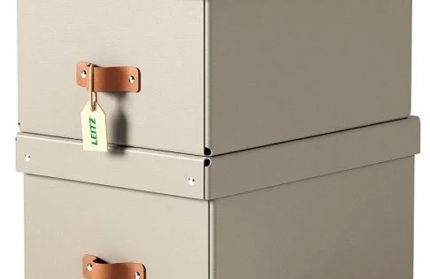 Rychlé Dodání Box úložný Leitz Puro svíkem, velikost M, béžový, 2ks