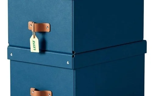 Originální Box úložný Leitz Puro svíkem, velikost M, modrý, 2ks