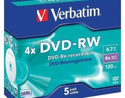 Akce DVD-RW Verbatim 4,7 GB, 4x, jewel box (balení 5ks)
