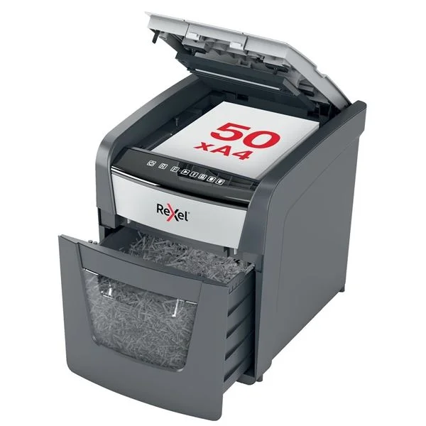 Automatická skartovačka Rexel Auto+ Optimum 50X - P4, řez na částice 4 x 28 mm Přímo Od Výrobce