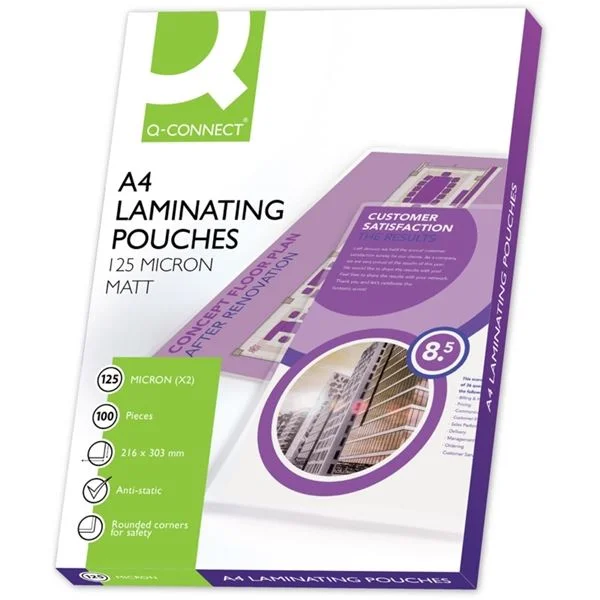 Rychlé Dodání Laminovací fólie Q-Connect - A4, 2x 125 mic, matné 100 ks