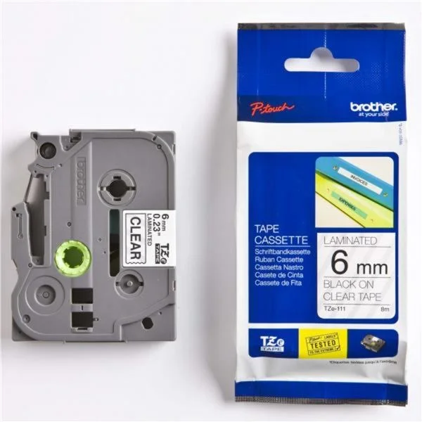 Páska Brother TZE-111, 6 mm, průhledná-černý text Časově Omezené
