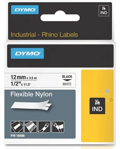 DYMO nylonová flexibilní páska RHINO D1 12 mm x 3,5 m, černá na bílé, S0718100 Hit Sezóny