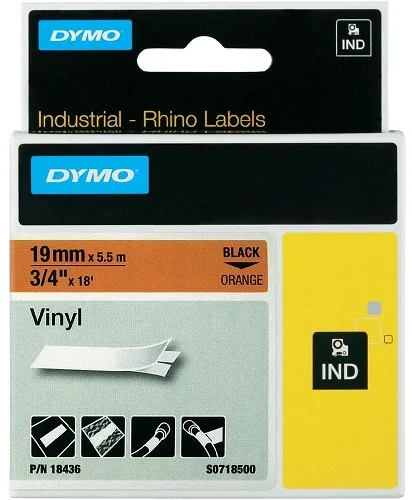 DYMO vinylová páska RHINO D1 19 mm x 5,5 m, černá na oranžové, S0718500 Vrácení Zdarma