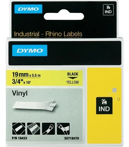 DYMO vinylová páska RHINO D1 19 mm x 5,5 m, černá na žluté, S0718470 Nakupujte Hned