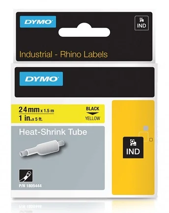 DYMO plochá smršťovací bužírka RHINO D1 24 mm x 1,5 m, černá na žluté, 1805444 Vrácení Zdarma