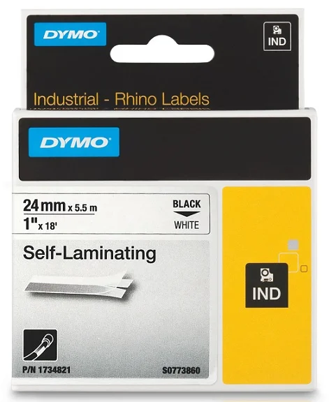 Nakupujte Hned DYMO páska laminovací RHINO D1 24 mm x 5,5 m, černá na bílé, S0773860