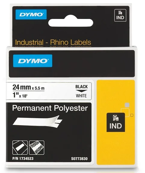 Přímo Od Výrobce DYMO permanentní polyesterová páska RHINO D1 24 mm x 5,5 m, černá na bílé, S0773830