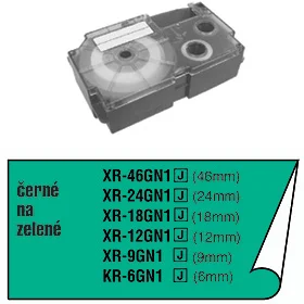 Casio páska XR 9 GN1 černá na zelené Koupit Online
