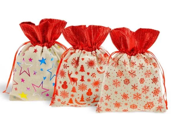 sáček textil vánoční potisk 13x17cm mix 5800735 Omezená Nabídka