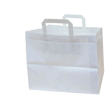 Tašky papírové plochá ucha - bílá / 315 x 215 x 245 mm Zlevněný