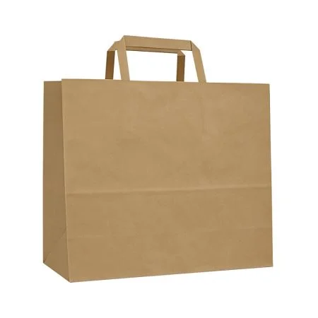 Dokud Zásoby Vydrží Tašky papírové plochá ucha - hnědá / 315 x 215 x 245 mm