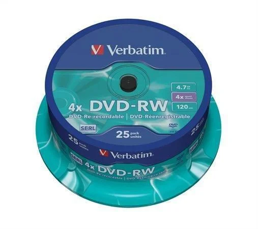 Levný DVD-RW, 4,7GB, 4x, Verbatim, 25-cake ,balení 25 ks