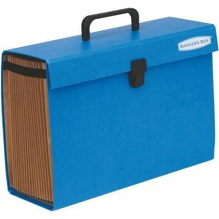 Novinka Aktovka „Bankers Box Handifile“, modrá, karton, 19 kapes, FELLOWES