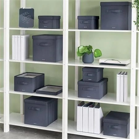 Krabice Fabric, tmavě šedá, potažená látkou, velikost L, LEITZ 61450089 ,balení 2 ks Ihned K Objednání