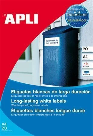 Vysoce Kvalitní Etiketa, 99,1 x 67,7 mm, zaoblené rohy, odolná vůči povětrnostním vlivům, polyester, 160ks/ bal. , A ,balení 20 ks
