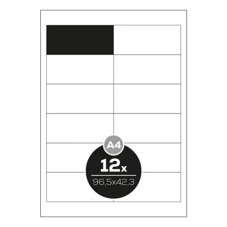 Etikety Top Stick A4/100 ks, 96,5x42,3 mm - 12 etiket, bílé Cenová Bomba