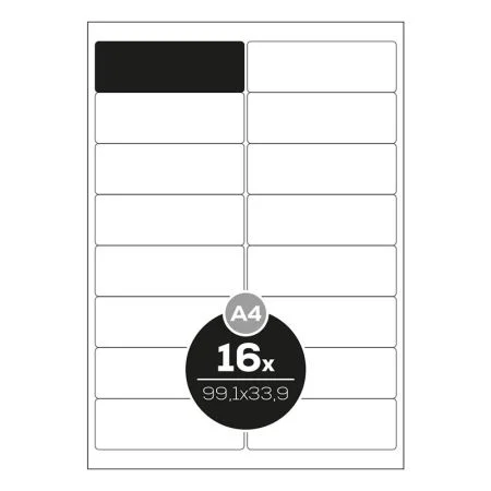Etikety Top Stick A4/100 ks, 99,1x33,9 mm - 16 etiket, bílé Expresní Doručení