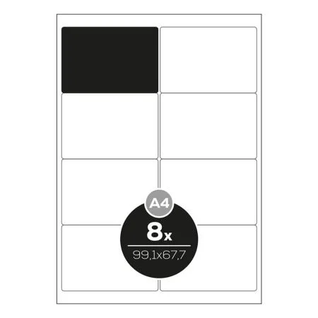Bezpečná Platba Etikety Top Stick A4/100 ks, 99,1x67,7 mm - 8 etiket, bílé