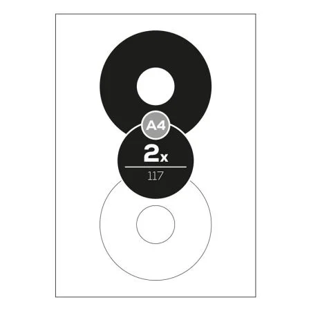 Nejlepší Volba Etikety Top Stick A4/100 ks, průměr 117 mm - 2 CD/DVD etikety, bílé