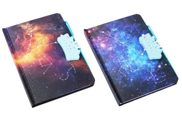 Levný Notes se zámkem a propiskou 13,5x20,5 cm, 80 stran - Zodiac (W018816)