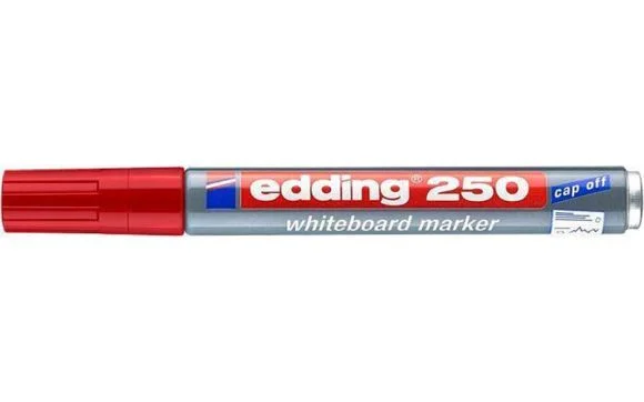 Zlevněný Popisovač na bílou tabuli a flipchart 250, červená, 1-3mm, kuželový hrot, EDDING