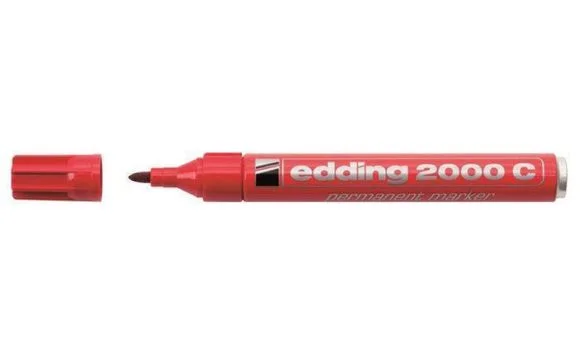 Tovární Cena Permanentní popisovač 2000, červená, 1,5-3mm, kuželový hrot, EDDING