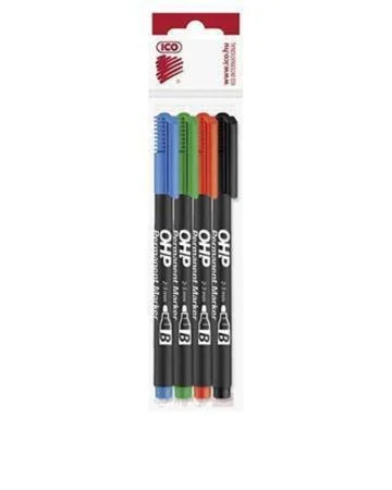 Permanentní popisovač, OHP, B, 4 barvy, 2-3mm, ICO Novinka