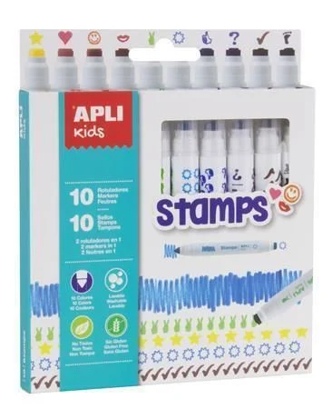 Nejprodávanější Fixy Duo Stamps, mix barev a motivů, 10 ks, na razítkování, APLI